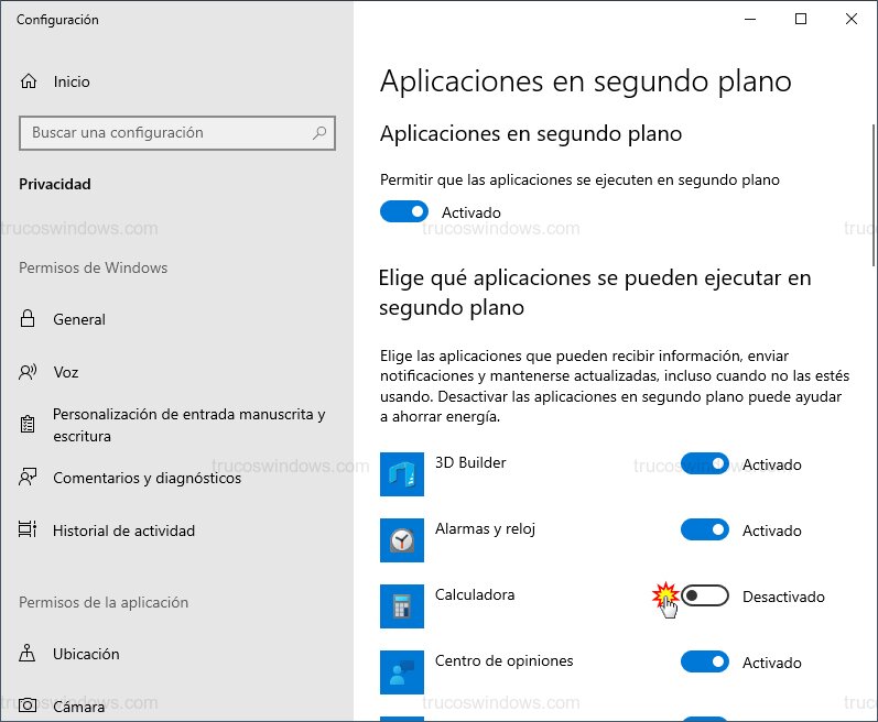 Desactivar aplicación específica