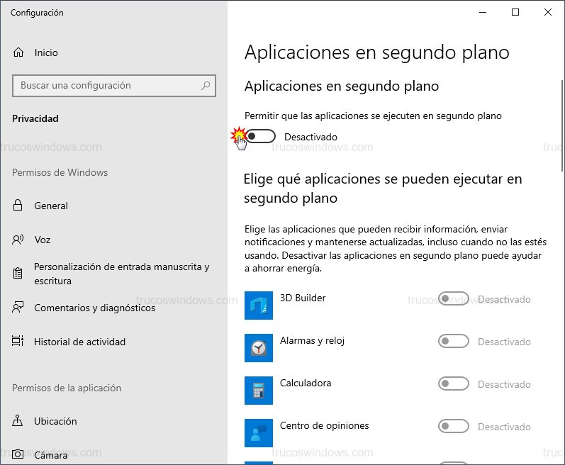 Desactivación global de apps