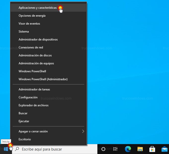 Acceder a Aplicaciones y características Acceder a Aplicaciones y características