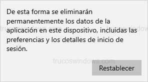 Confirmar restablecimiento Confirmar restablecimiento