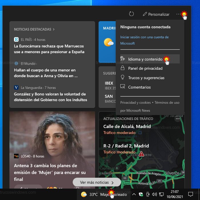 Configuración de idioma y contenido