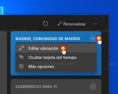 Editar ubicación del tiempo