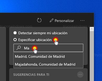 Especificar ubicación de noticias