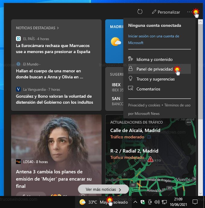 Panel de privacidad de Microsoft