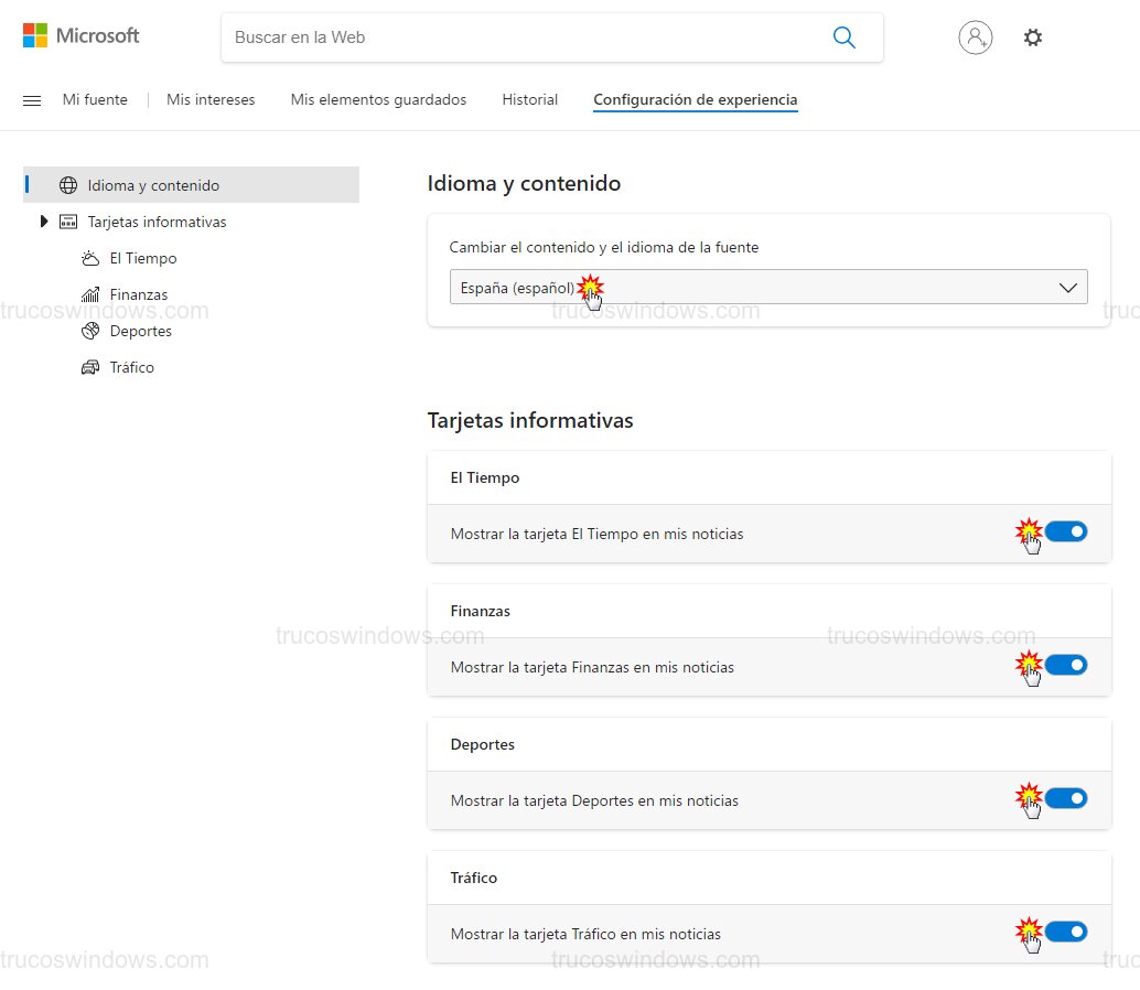Selección de tarjetas informativas