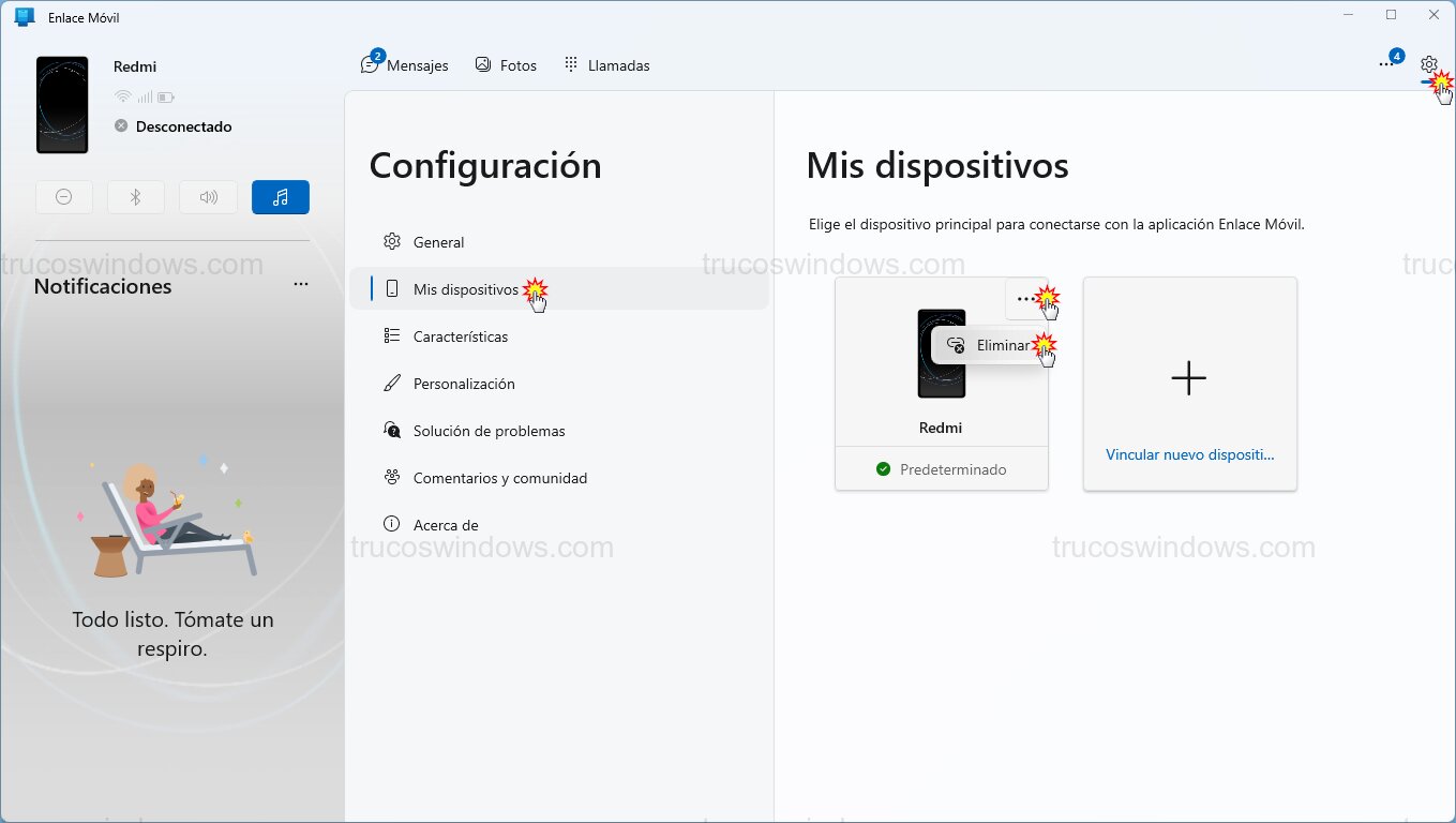 Desvincular dispositivo del PC