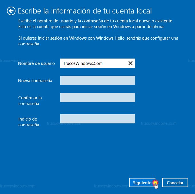 Configuración de usuario local
