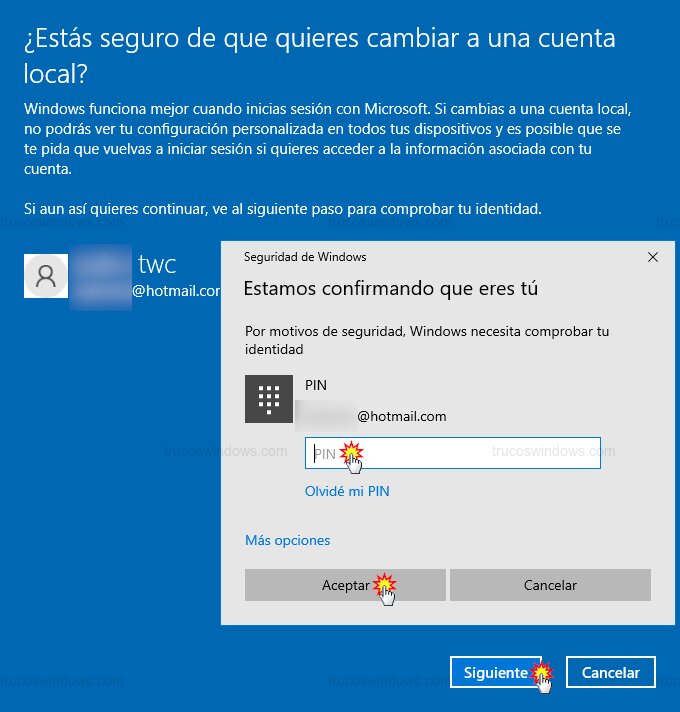 Confirmación mediante PIN