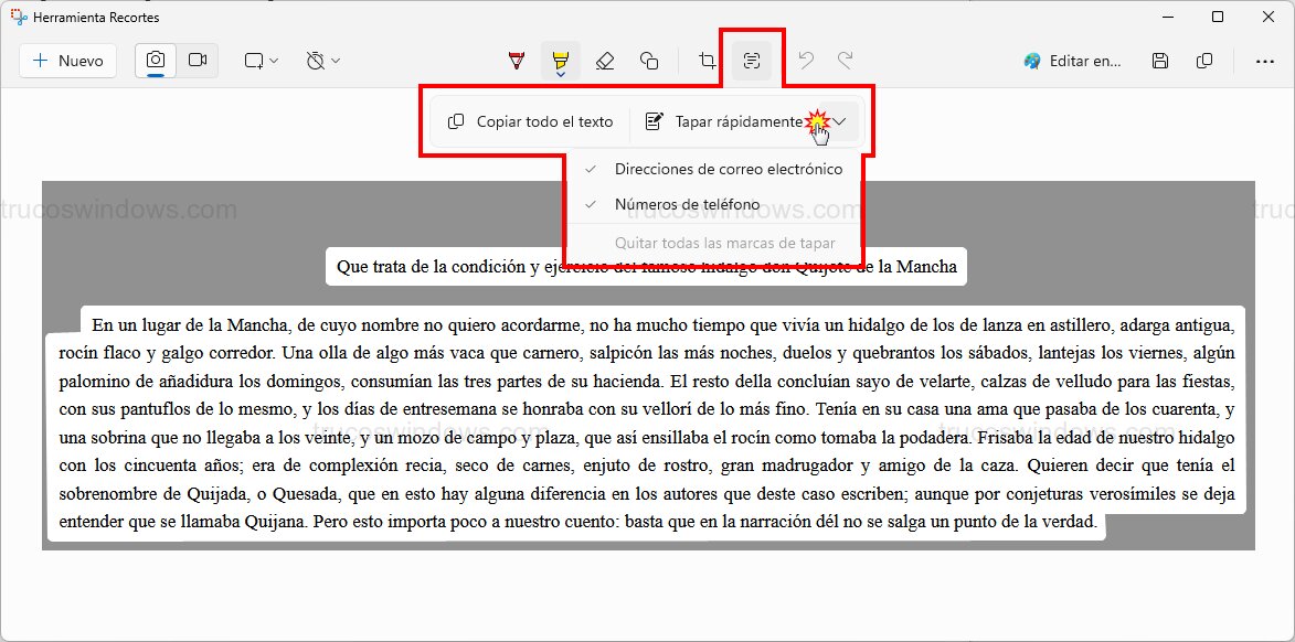 Tapar datos rápidamente