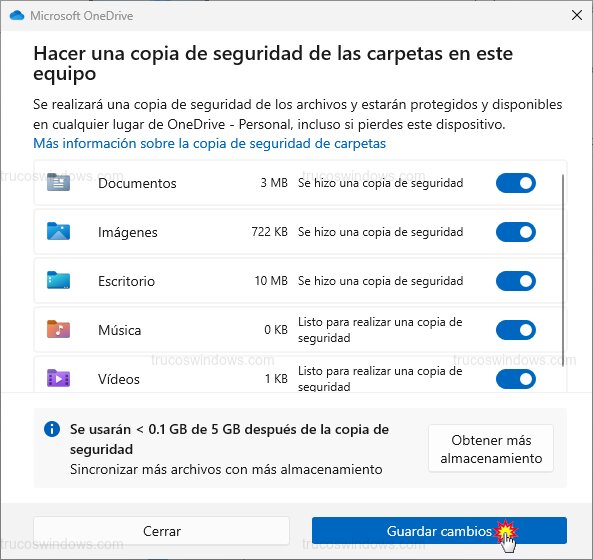 Selección de carpetas del equipo Selección de carpetas del equipo