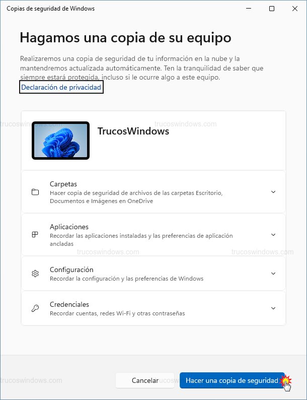 Aplicación Windows Backup Aplicación Windows Backup