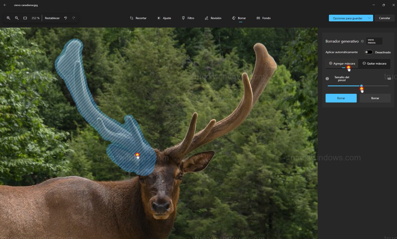 Pintar máscara sobre objeto