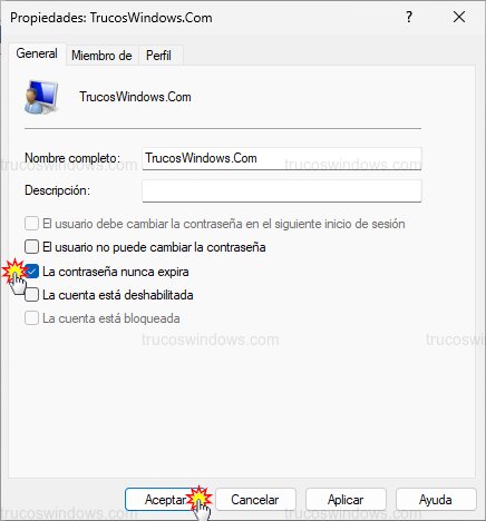 Activar contraseña permanente