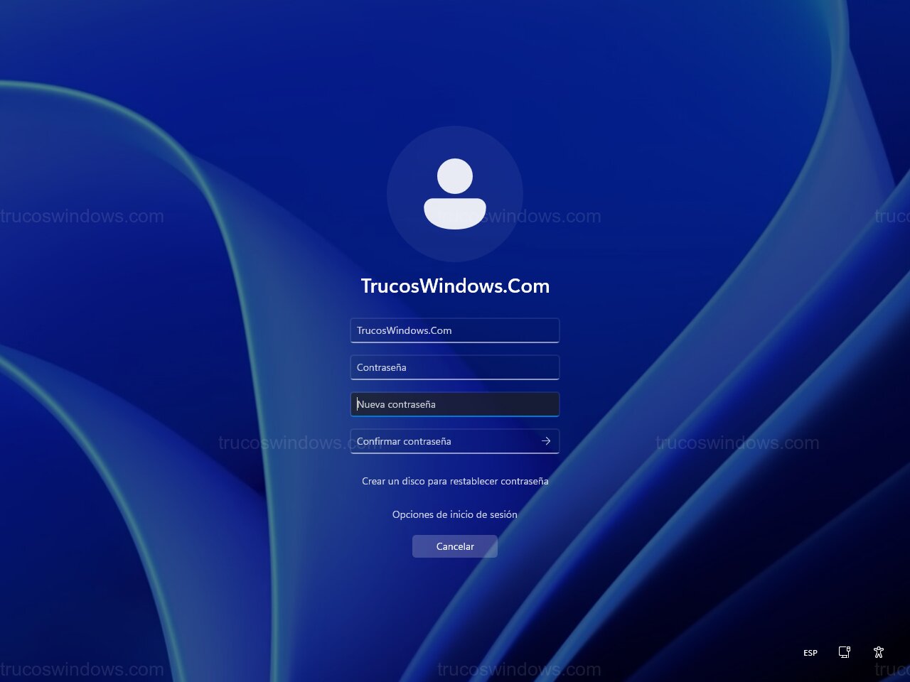 Interfaz de cambio de clave