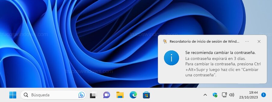 Recordatorio de cambio de clave
