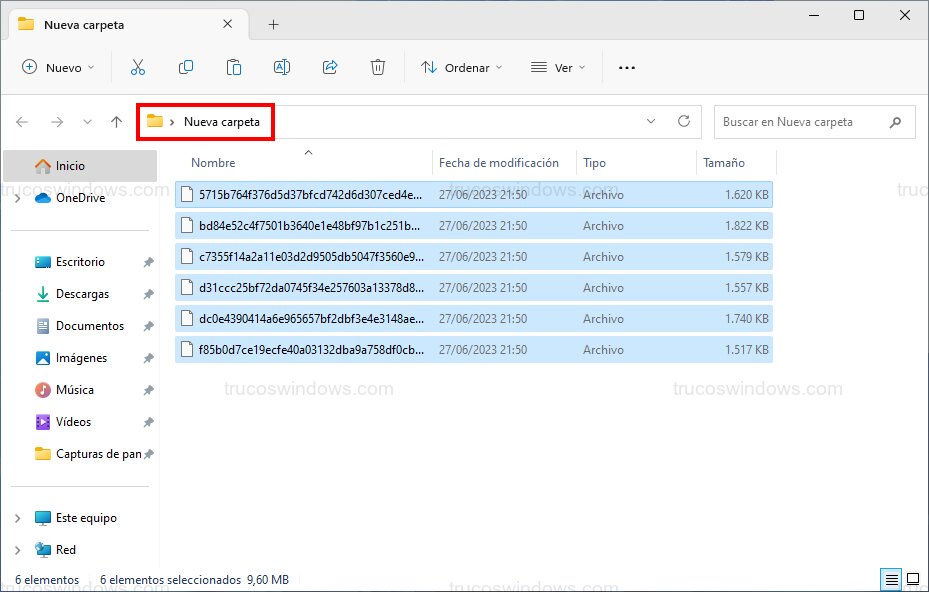 Pegar archivos en carpeta temporal