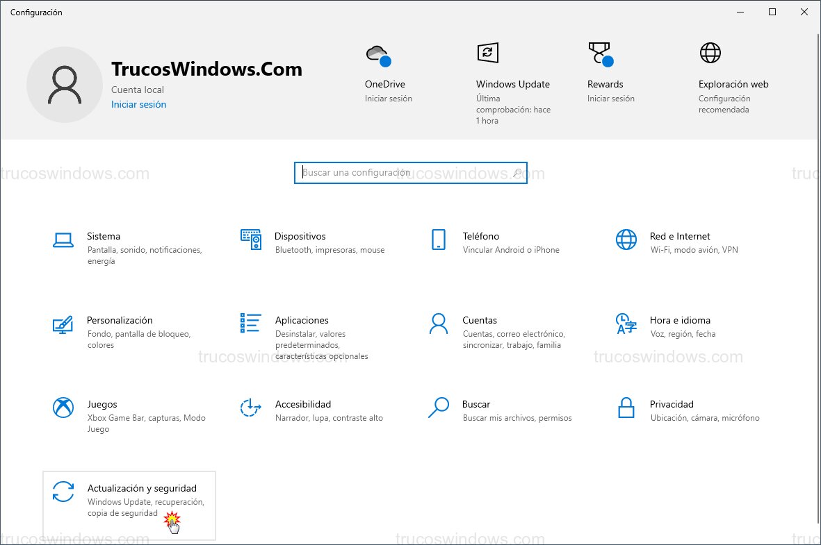 Ajustes de actualización en W10