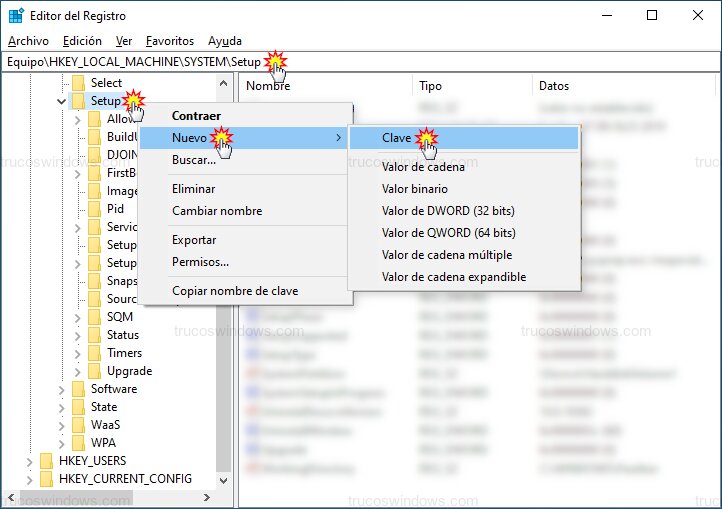 Crear nueva clave de registro