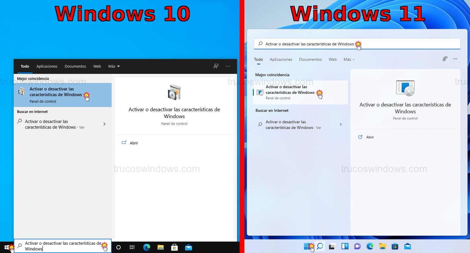 Acceder a Características de Windows (W10 y W11)