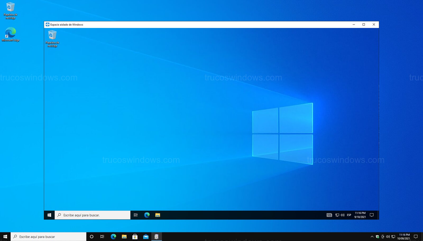 Ventana del Espacio Aislado