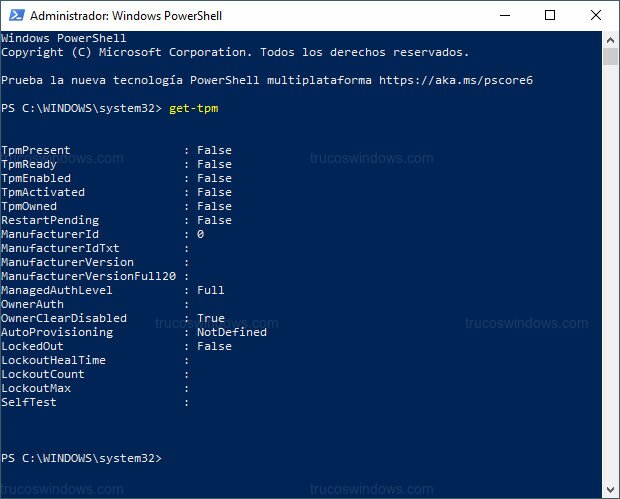Comando Get-Tpm