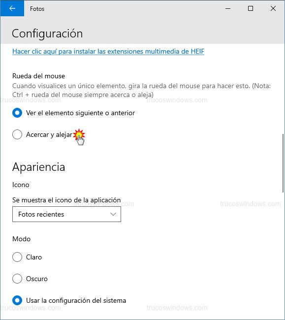 Ajuste rueda del mouse