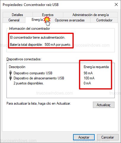 Consumo memoria USB