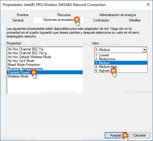 Aumentar potencia transmisión