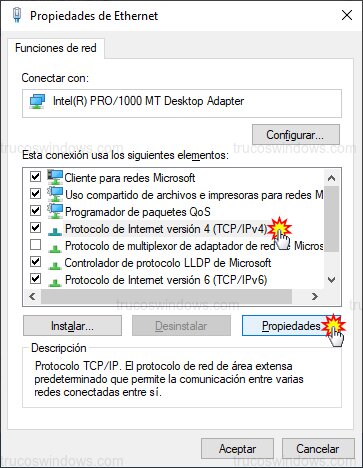 Propiedades de TCP/IPv4