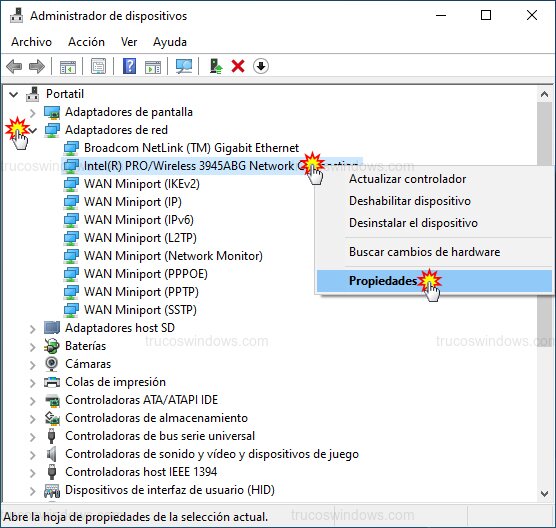 Propiedades del adaptador WiFi