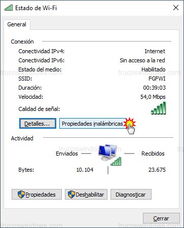 Propiedades inalámbricas WiFi Propiedades inalámbricas WiFi