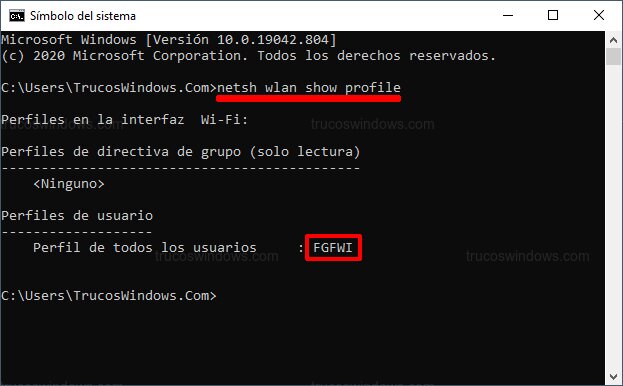 Listado de perfiles WiFi Listado de perfiles WiFi