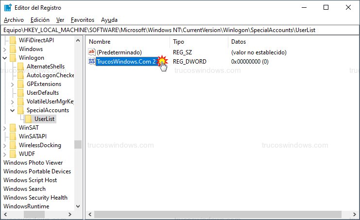 Nombre de usuario oculto