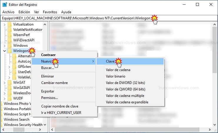 Ruta Winlogon Registro