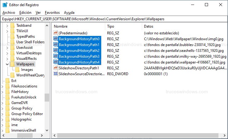 Claves de historial de fondos Claves de historial de fondos