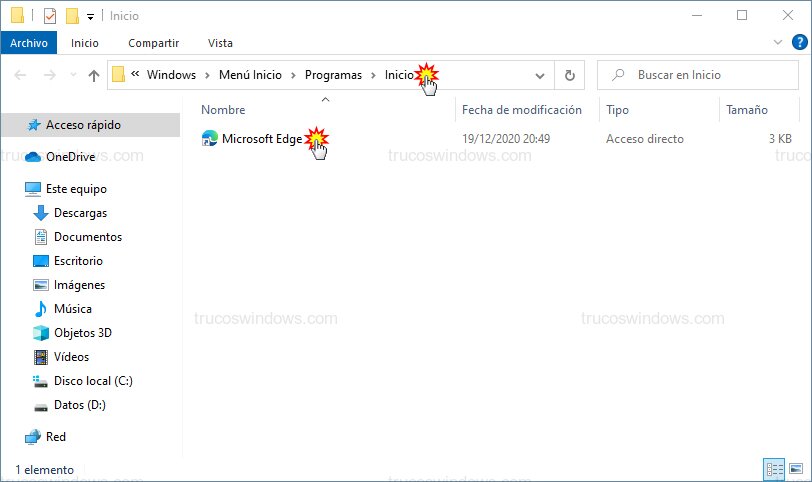 Programas en carpeta Inicio Programas en carpeta Inicio
