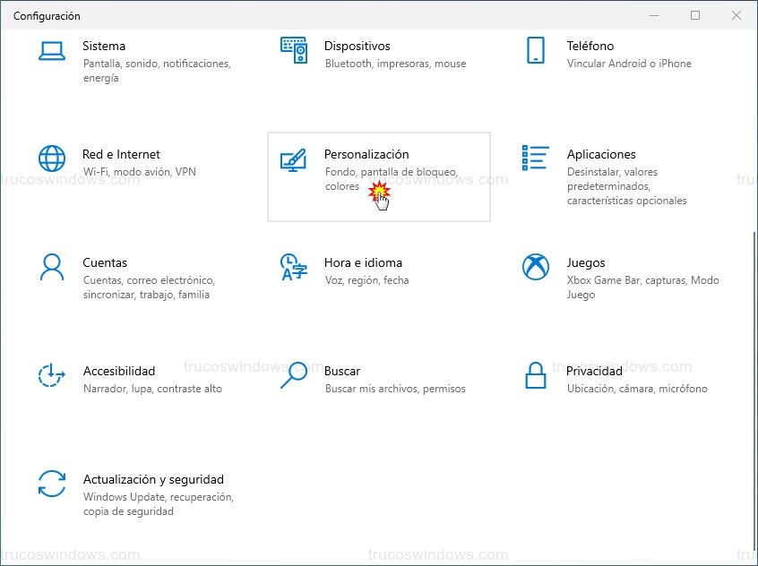 Menú Personalización Menú Personalización