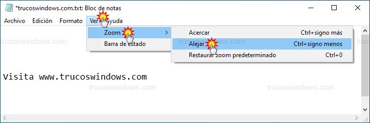 Zoom en Bloc de notas