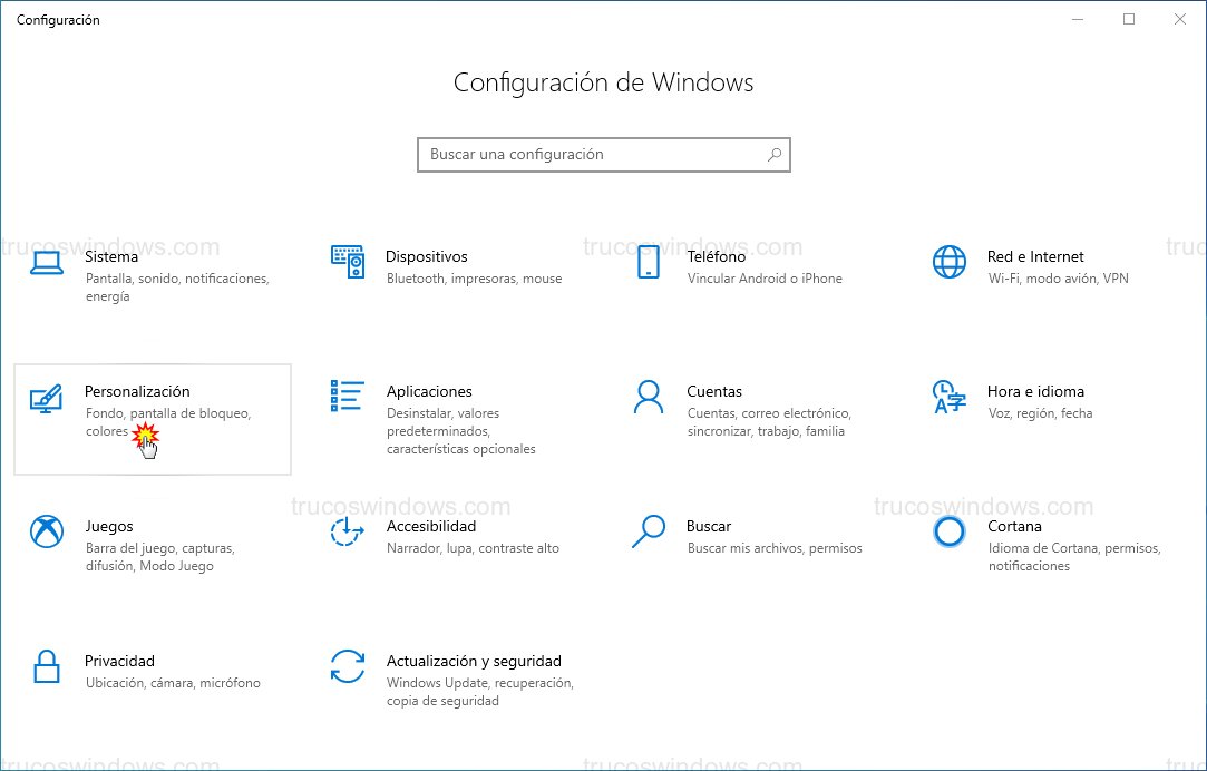 Sección Personalización