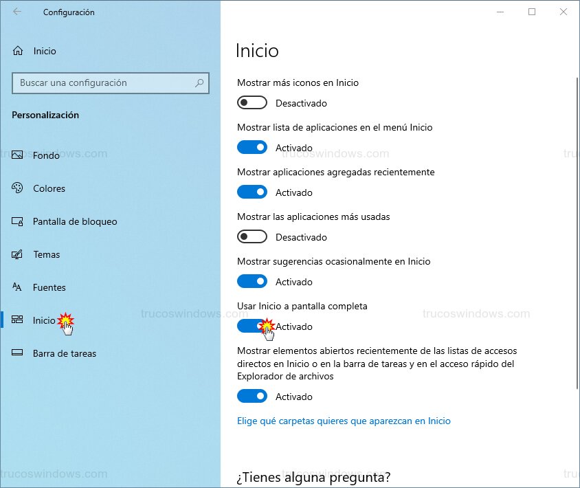 Activar Inicio Completo