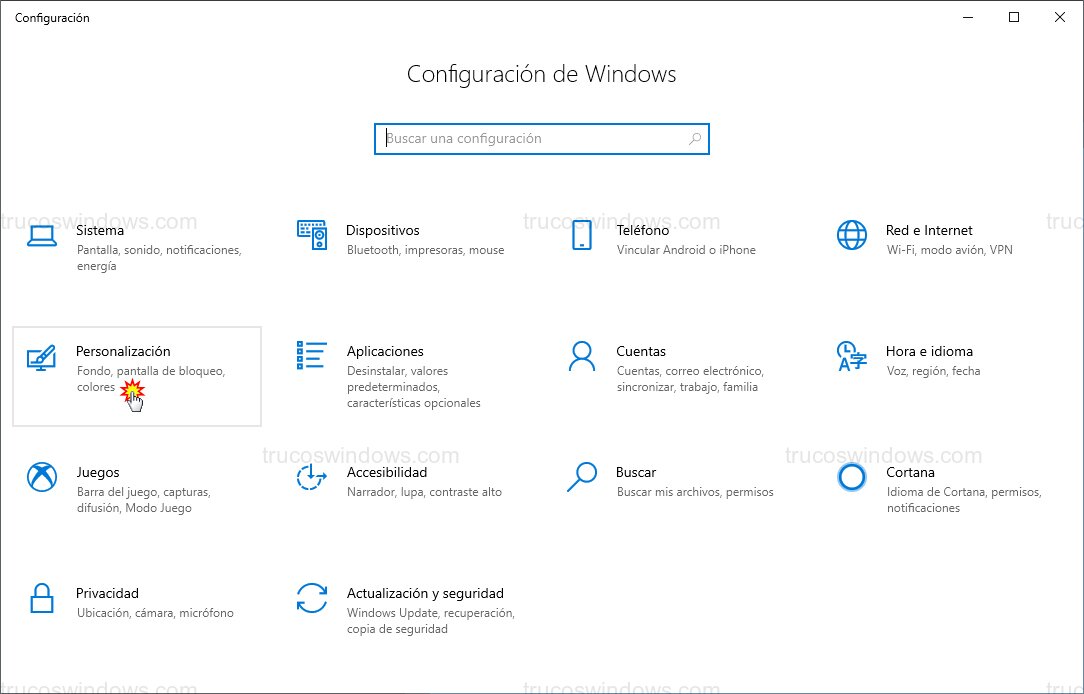 Menú Personalización
