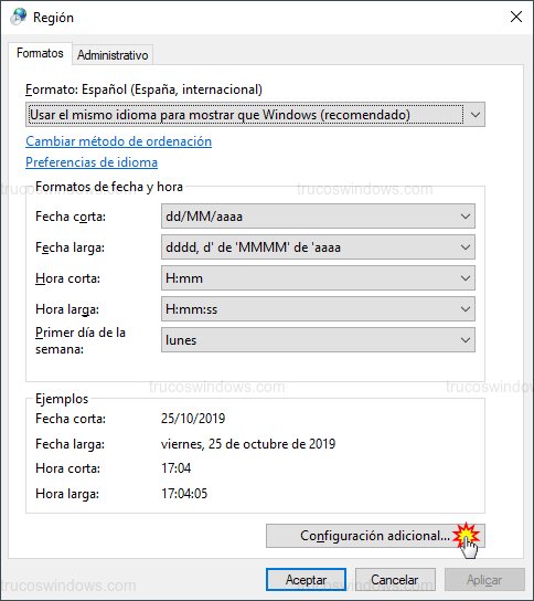 Configuracion Avanzada Fecha Configuracion Avanzada Fecha