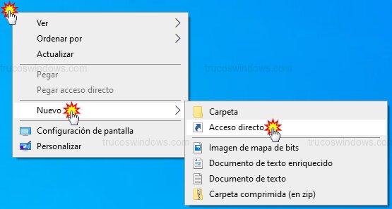 Menú nuevo acceso directo