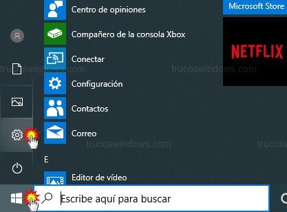 Menú Configuración Windows Menú Configuración Windows