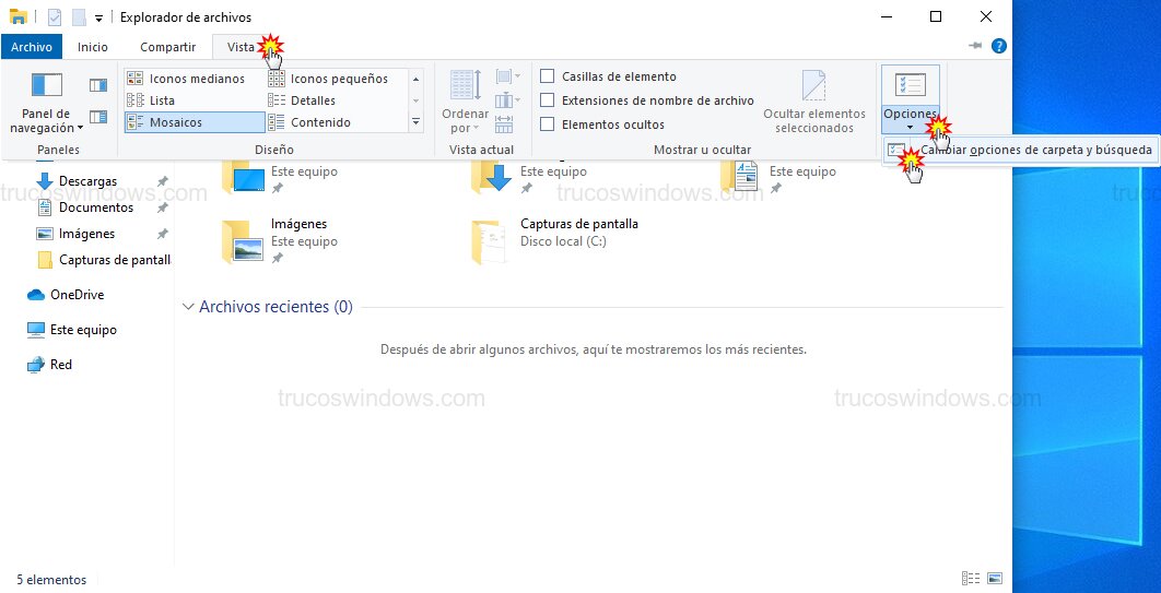 Opciones de carpeta Windows Opciones de carpeta Windows