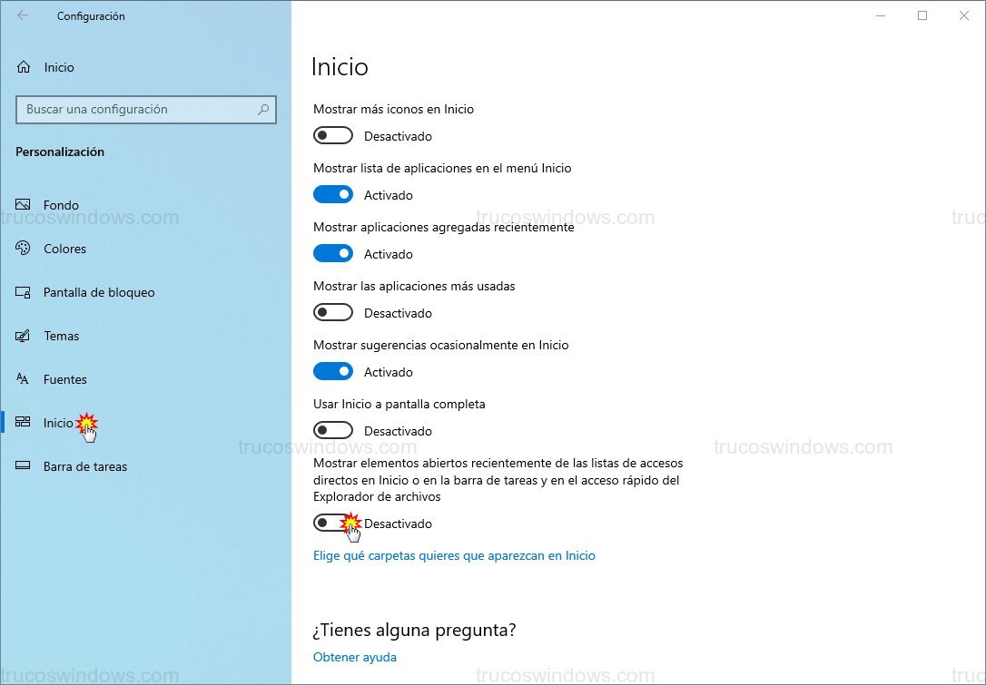 Desactivar Elementos Recientes Desactivar Elementos Recientes