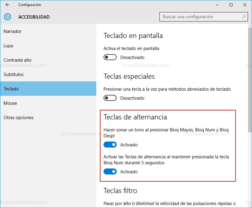 Configuración teclado alternancia Configuración teclado alternancia