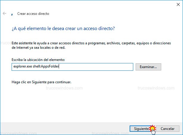 Ubicación comando aplicaciones