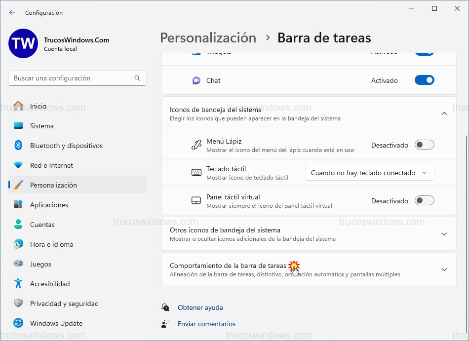 Comportamientos Barra de Tareas