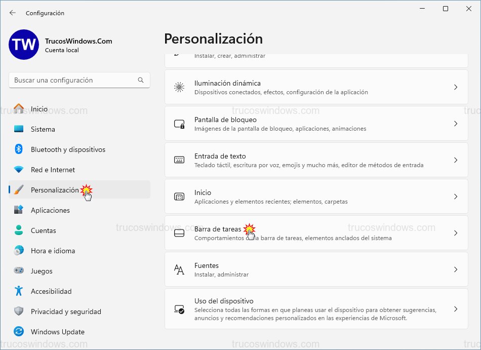 Configuración Personalización Windows 11
